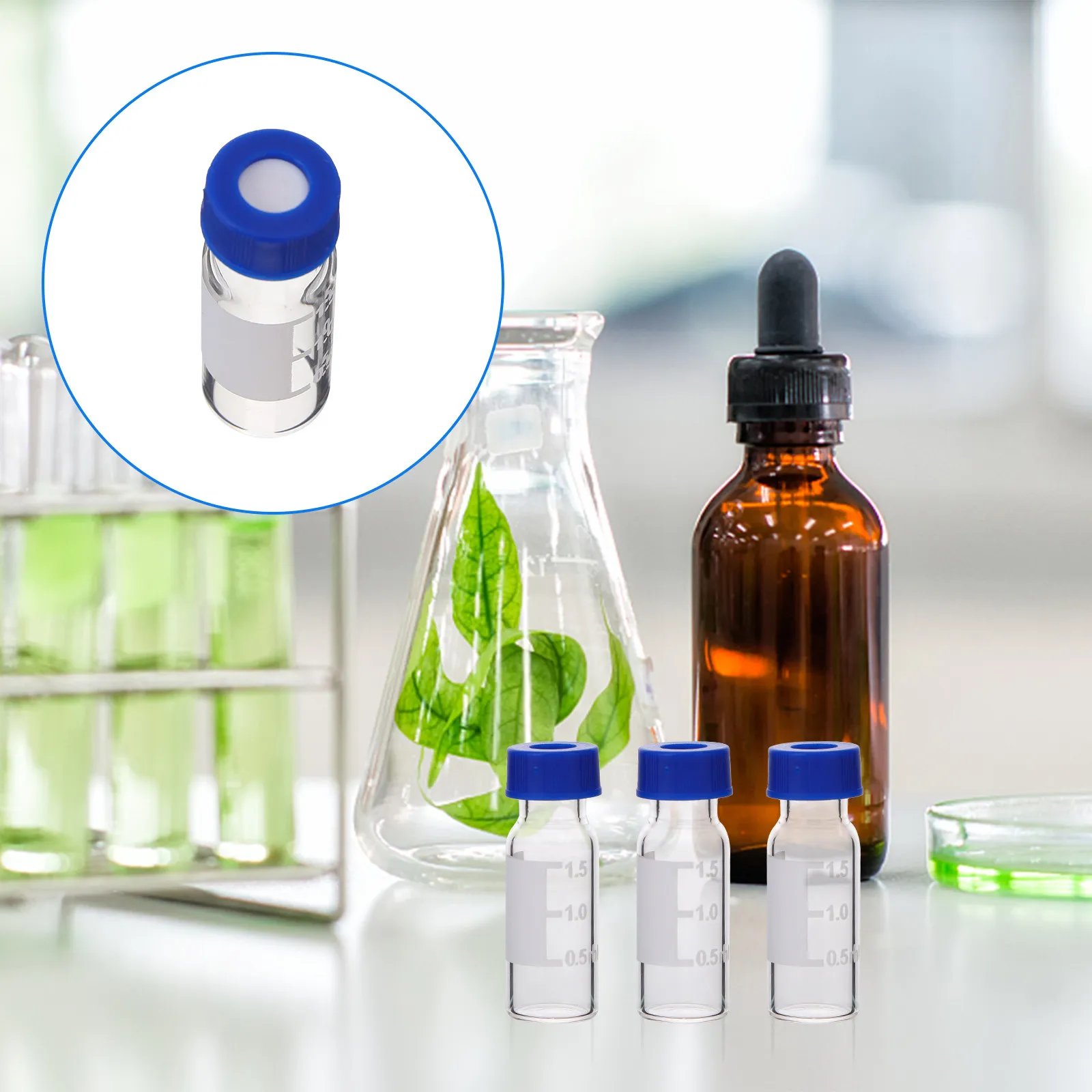 

100Pcs Sampling Vials Screw- Glass Bottles for Laboratory Storage Liquid Sample Vials Chromatography Container