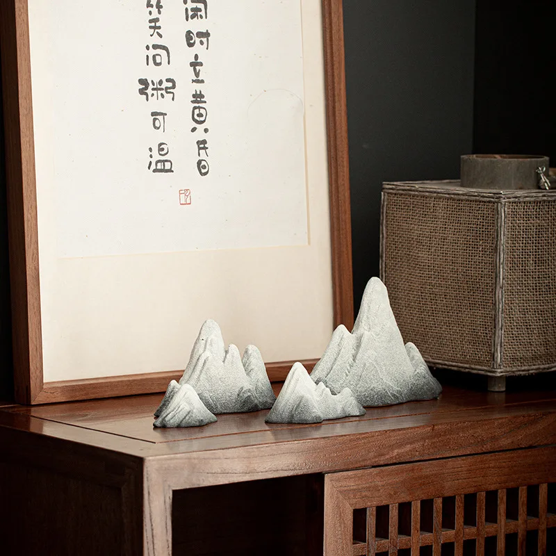 PINNY Ceramic Snow Mountain Ornament Creative Figurines Home Decoration Accessories Landscape Statue Crafts