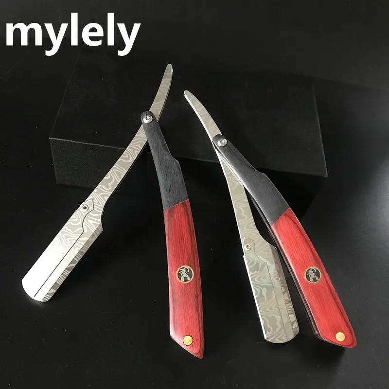 Straight Barber Razors Wooden Trimmer Manual Shaver Professional Straight Edg Stainless Steel Sharp Barber Razor Gift