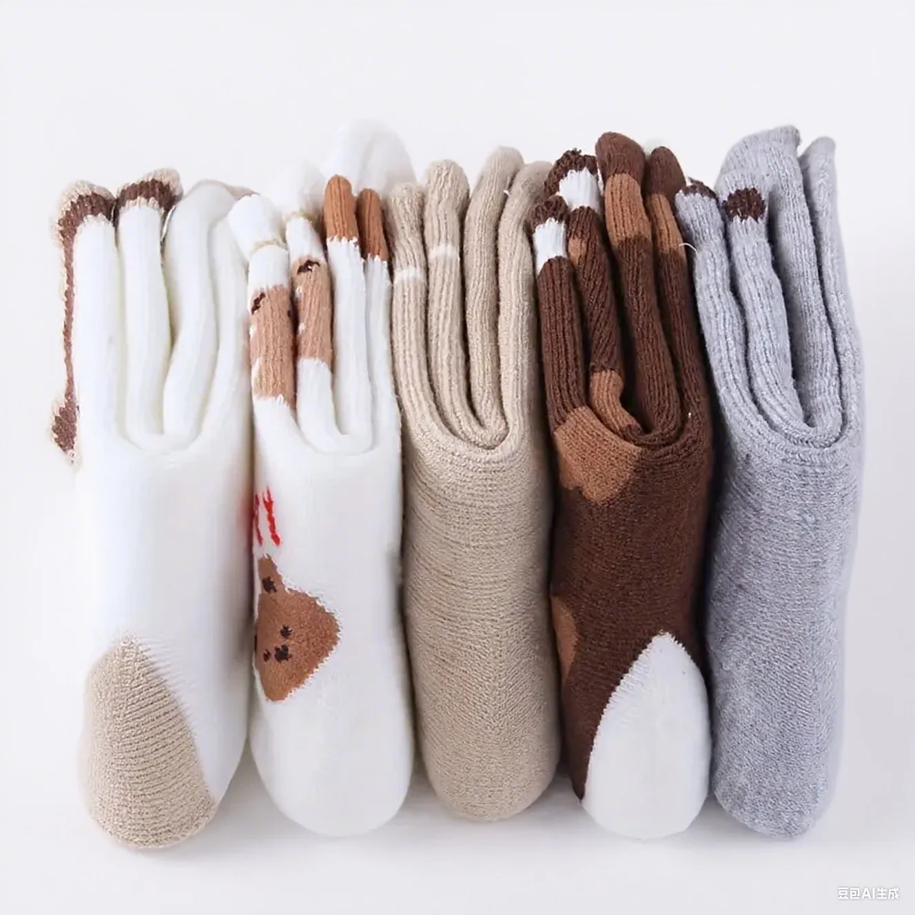 5 Paar Kinder-Winter-Thermo-Frotteesocken, niedliche Bärenmuster, dicke, warme, mittelhohe Socken für Jungen und Mädchen, 1–14 Jahre, weiche, nahtlose Zehensocken. – Detail 4