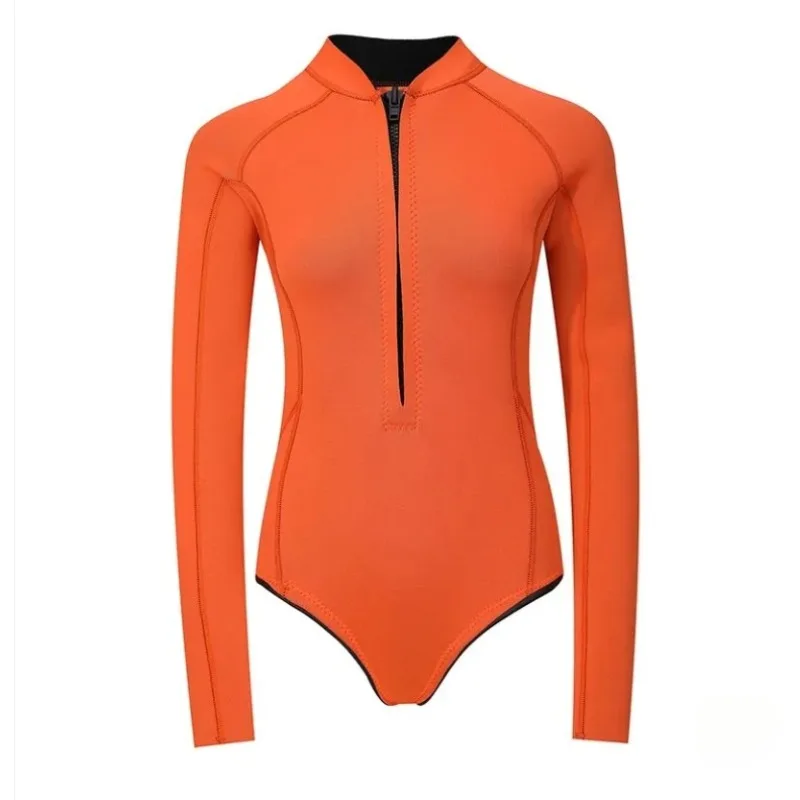 دائم 2 مللي متر النيوبرين بذلة المرأة قطعة واحدة طويلة الأكمام الغوص الرياضات المائية بدلة غطس ملابس السباحة طفح الحرس