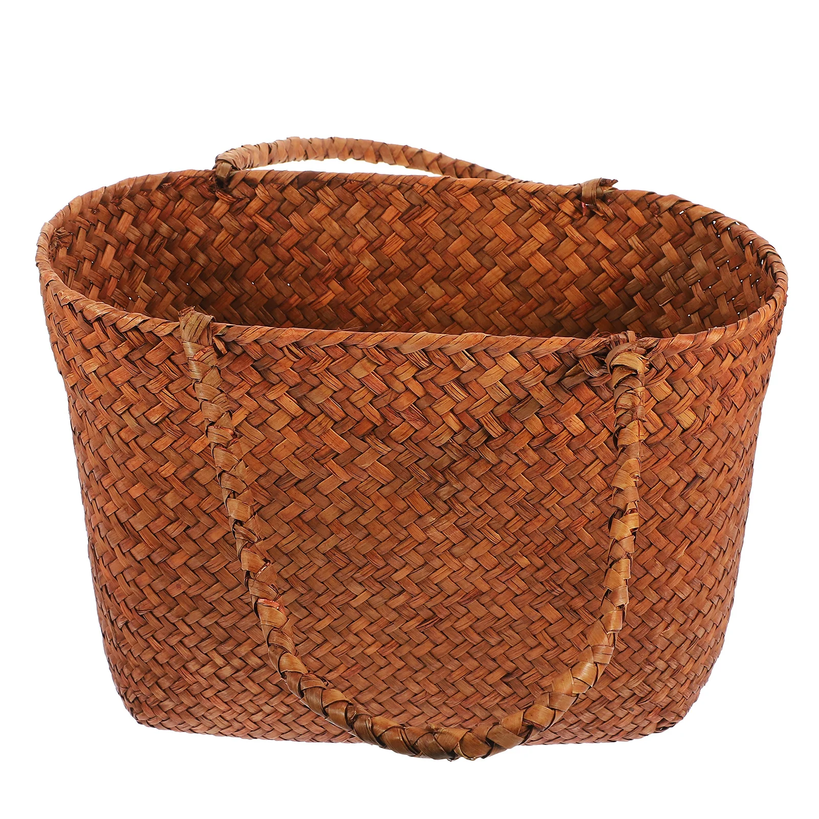 سلة تخزين منسوجة يدويًا للنزهات من القش للفواكه والخضروات والتخييم في الهواء الطلق سلة خفيفة الوزن طبيعية محمولة مع