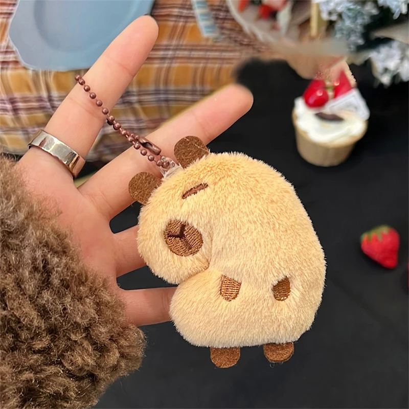 Capybara-Porte-clés de dessin animé en peluche beurre doux, pendentif de sac, sac à dos, voiture, décor de bague, cadeau pour enfant