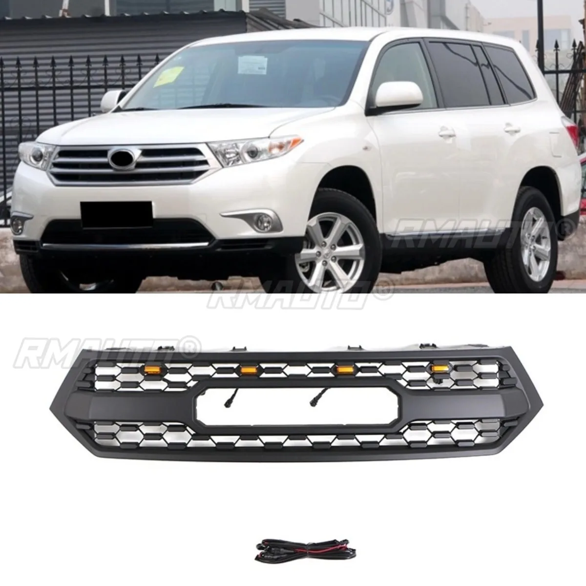 

Car Front Bumper Grill Racing Grills Car Grille for Toyota Highlander 2012-2014 Body Kit Car Accessories