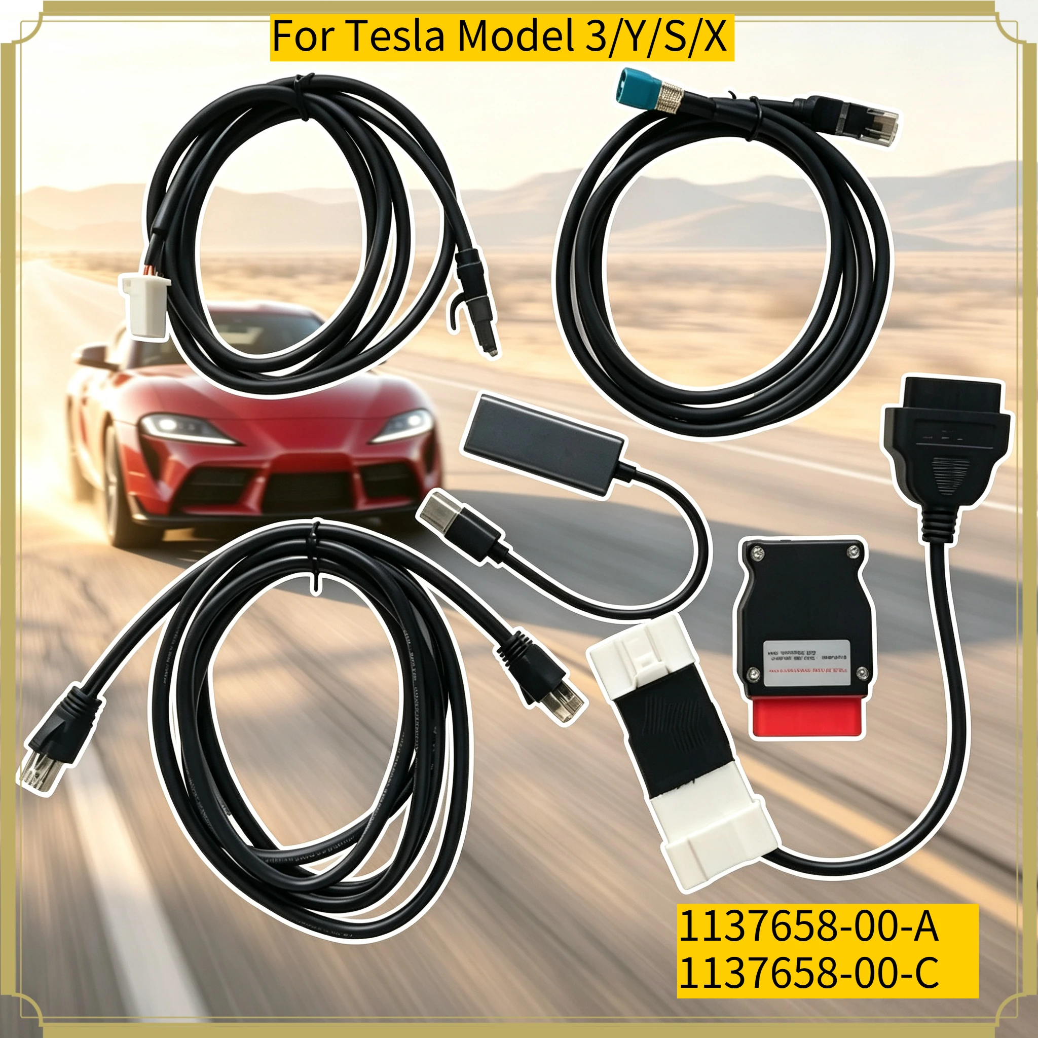 Ethernet Diagnostic Cable Kit DoIP OBD Adapter USB Network Card For Model 3 Y S X Toolbox Programming Repair Scanner