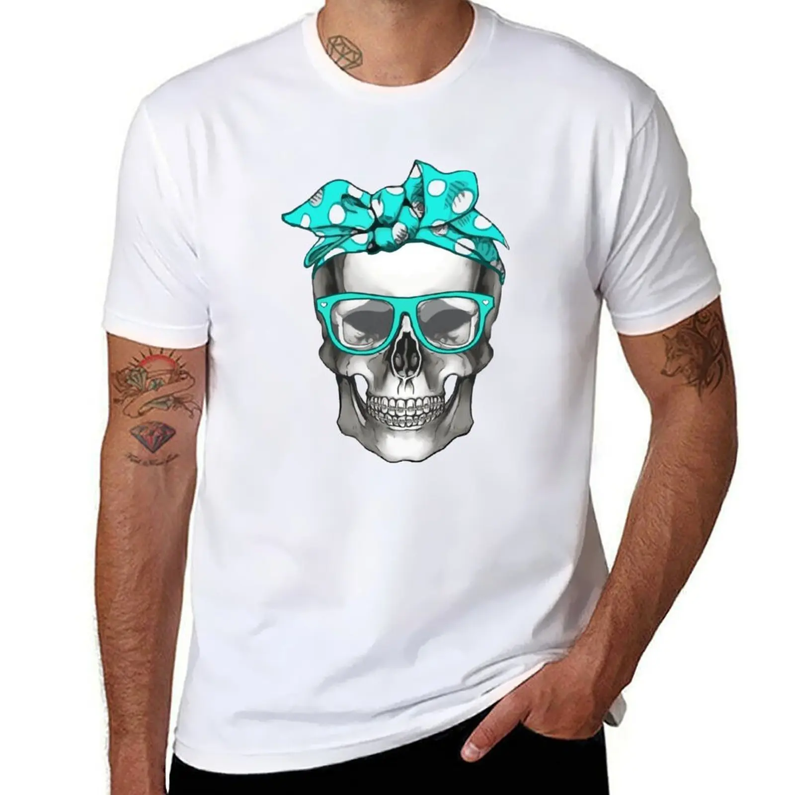 

Skull human anatomy turquoise nerd tooth brace T-Shirt anime t shirts oversize anime t shirts for man T-Shirt
