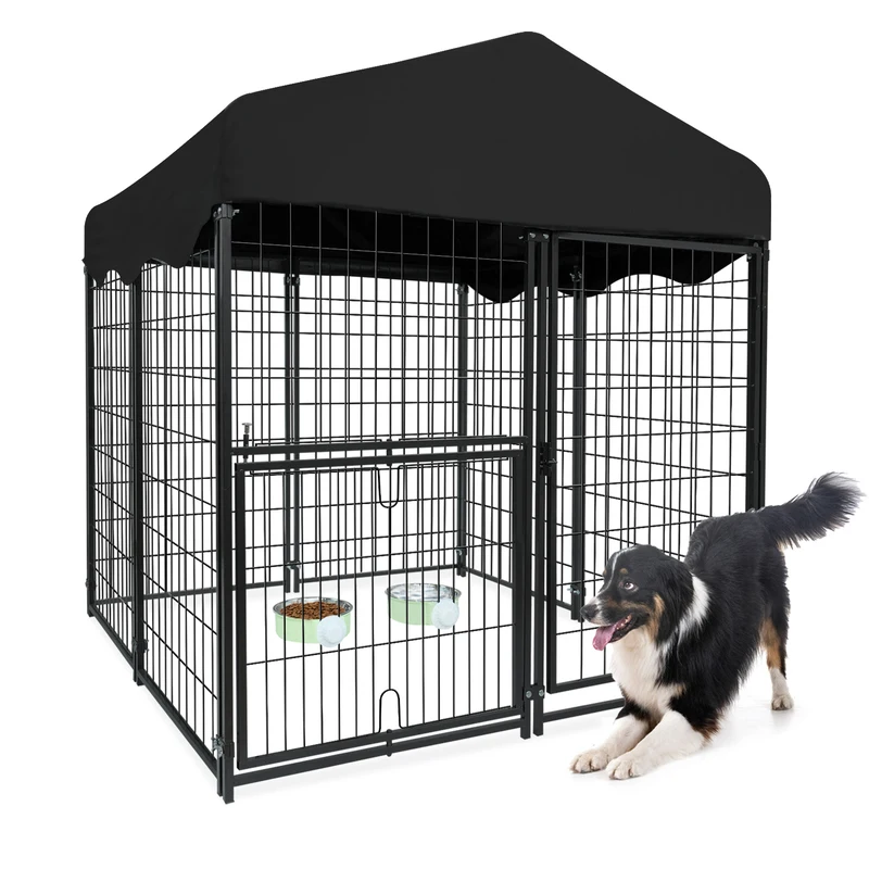 

Large Outdoor Dog Kennel Heavy Duty Dog Cage with Waterproof Cover Pet Playpen Metal Dogs House Fence Kennels with Secure Lock