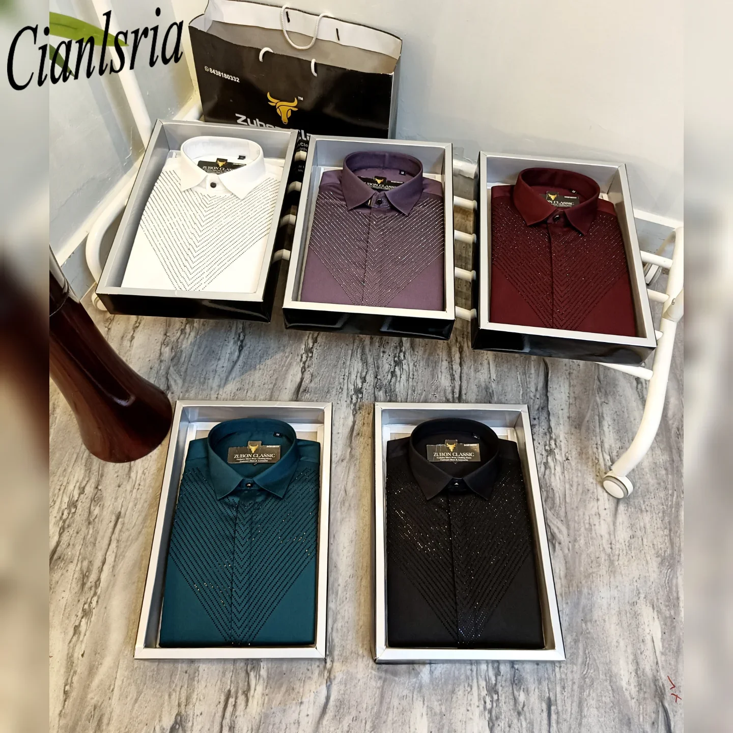 Men Formal Party Wear Shirt - 럭셔리 남성 정장 긴팔 셔츠 가슴