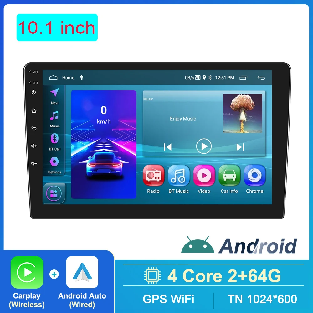 Leekooluu 2 Din 7 9 10 Inch Android Autoradio 2G 64G Universele Multimediaspeler Carplay Android Auto Autoradio Stereo Bluetooth