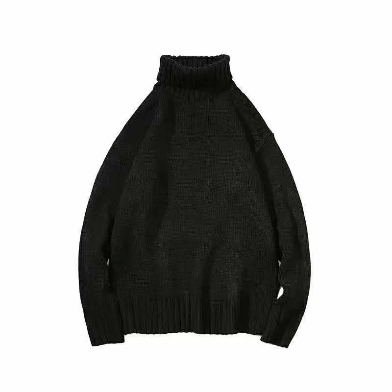 Maglione nero collo alto Ins uomo autunno e inverno da uomo spessa versione coreana tendenza Pullover sciolto tinta unita fondo maglia Th