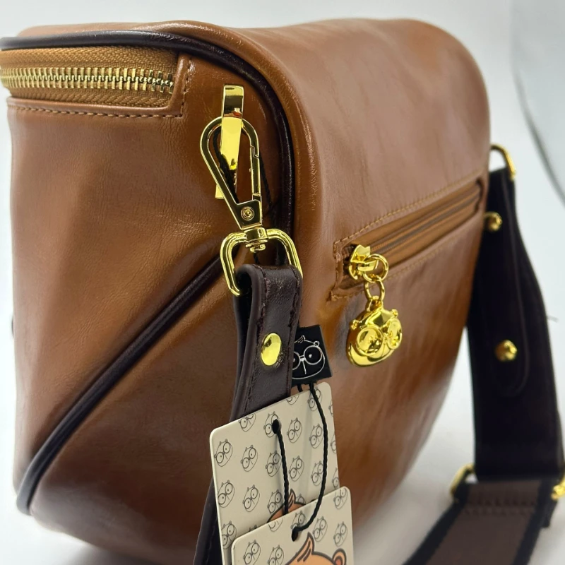 Women Shoulder Crossbody Bag Bear Pattern Half Circle Waist Bags Chest Bags High Quality PU Leather 2024 New Trendy Saddle Bag