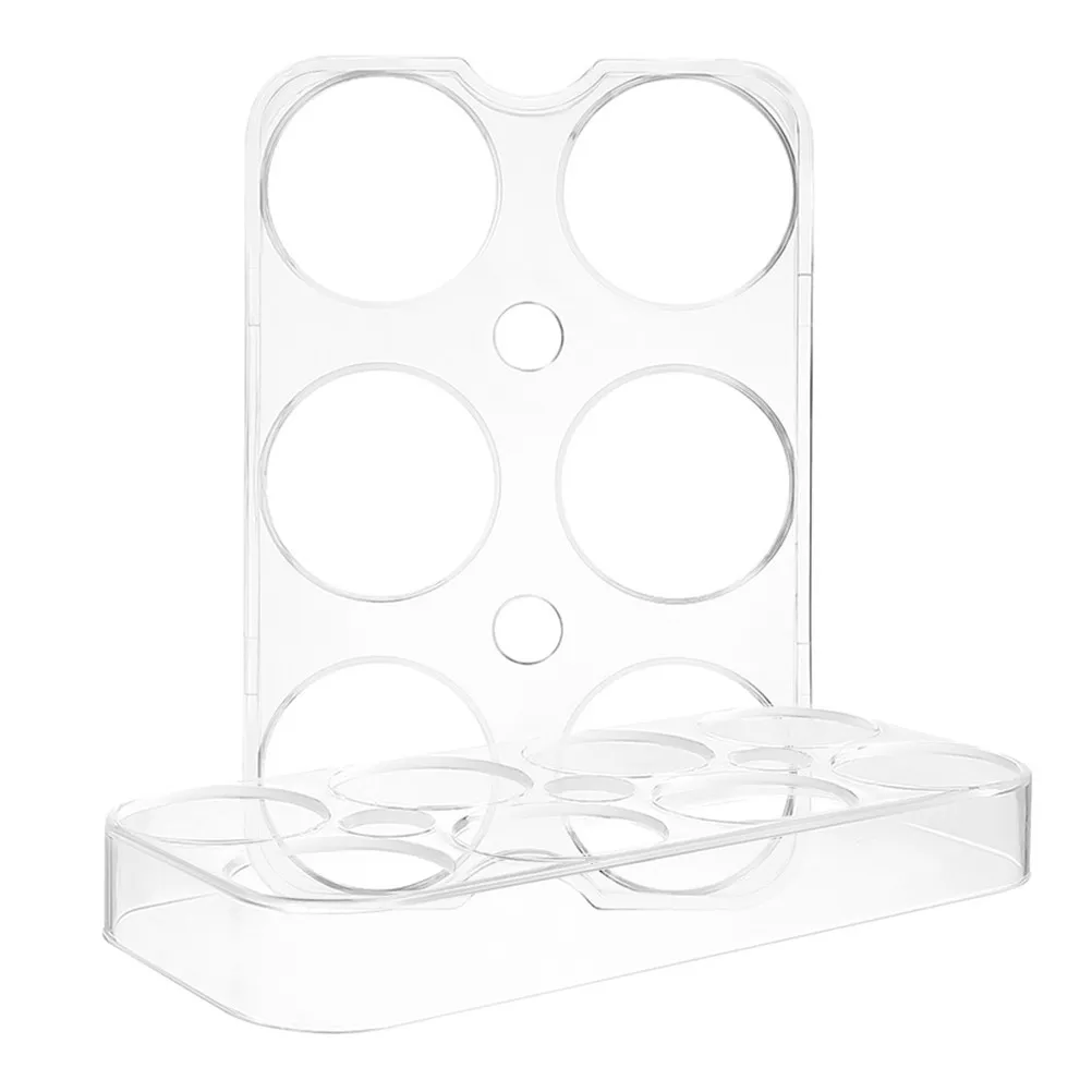

2Pcs Plastic Egg Holder Tray Clear 6 Slot 8 Slot Refrigerator Egg Organizer Storage Rack Kitchen Container Fridge Organizer