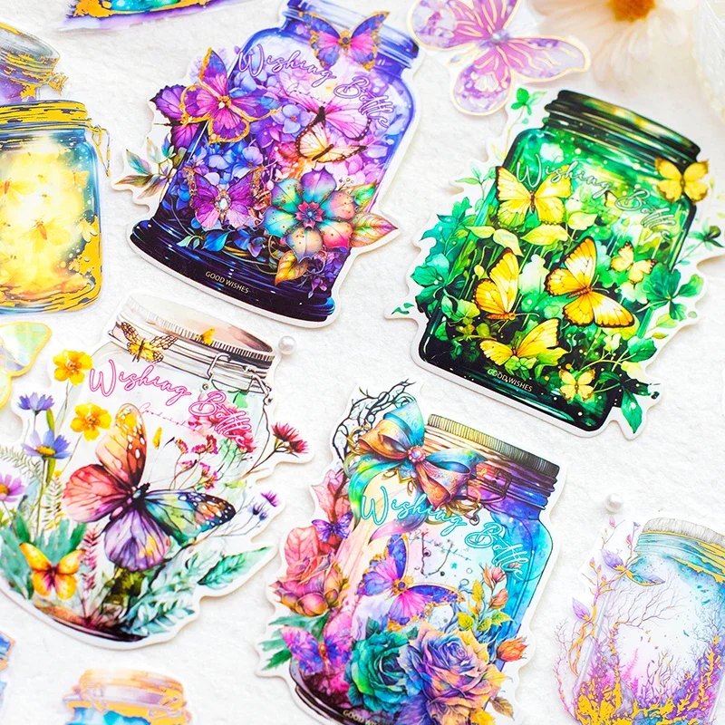 

10Sheets Beautiful Sticker PET Wishing Bottle Background Dream Handbook Decorative Material Stickers Bag Scrapbook cut 155*90MM