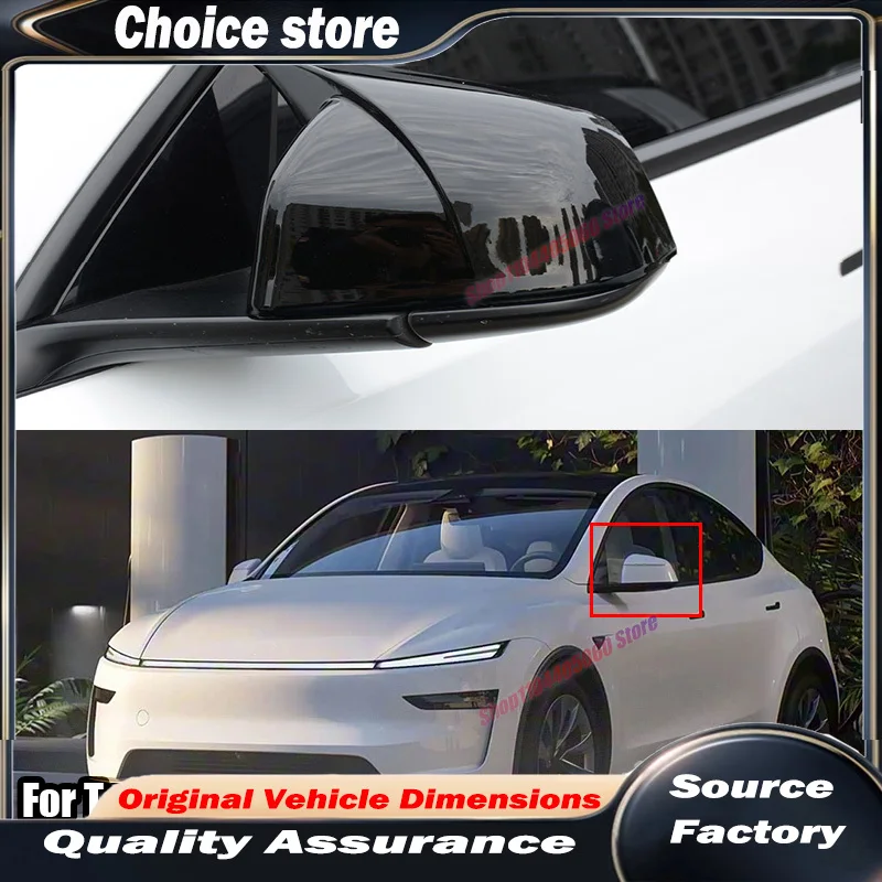 For Tesla Model Y Juniper 2025-2026 Devils Corner Rearview Mirror Cover ABS Material Adhesive Installation