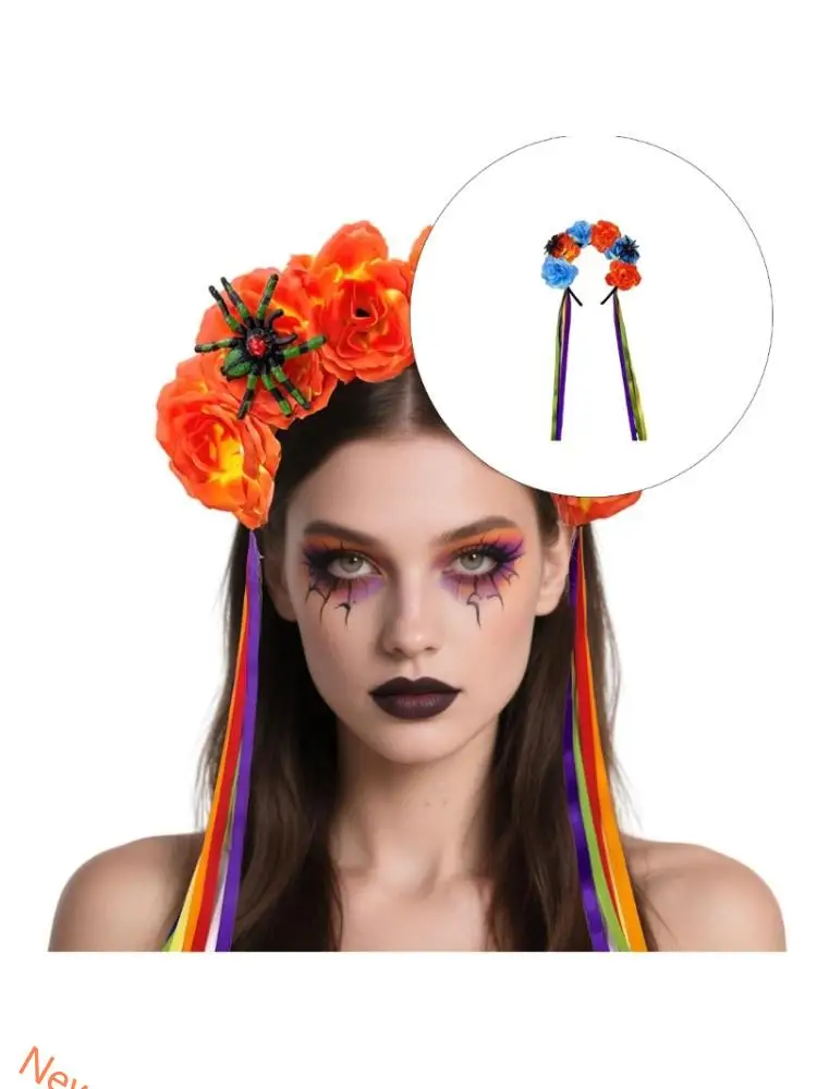 

Halloween Spiders Headpiece Comfortable Unisex Halloween Colorful Headbands