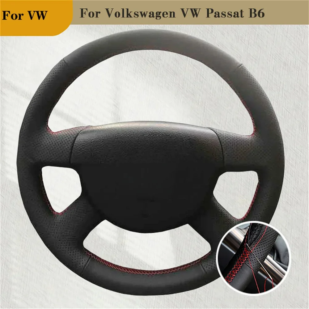 

Customization DIY Black Microfibre Leather Car Steering Wheel Cover Auto Interior Accessories For Volkswagen VW Passat B6