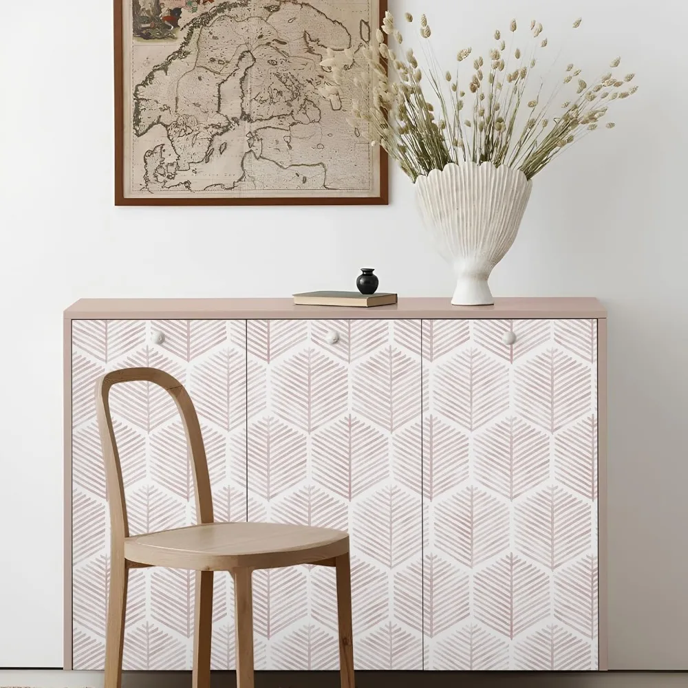 ورق جدران ذاتي اللصق قابل للإزالة على طراز بوهو لغرفة النوم والحمام، تصميم وردي حديث، طويل 787 × 17.3 واسع