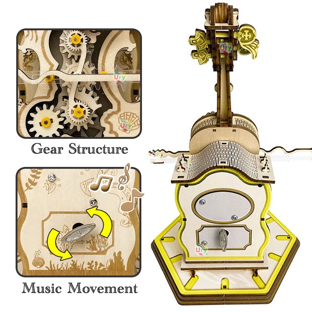 3D Wooden Puzzle Retro Violin DIY  Advanced Assembly Rhythm Device Model Toy Creative Gift for Girls G215