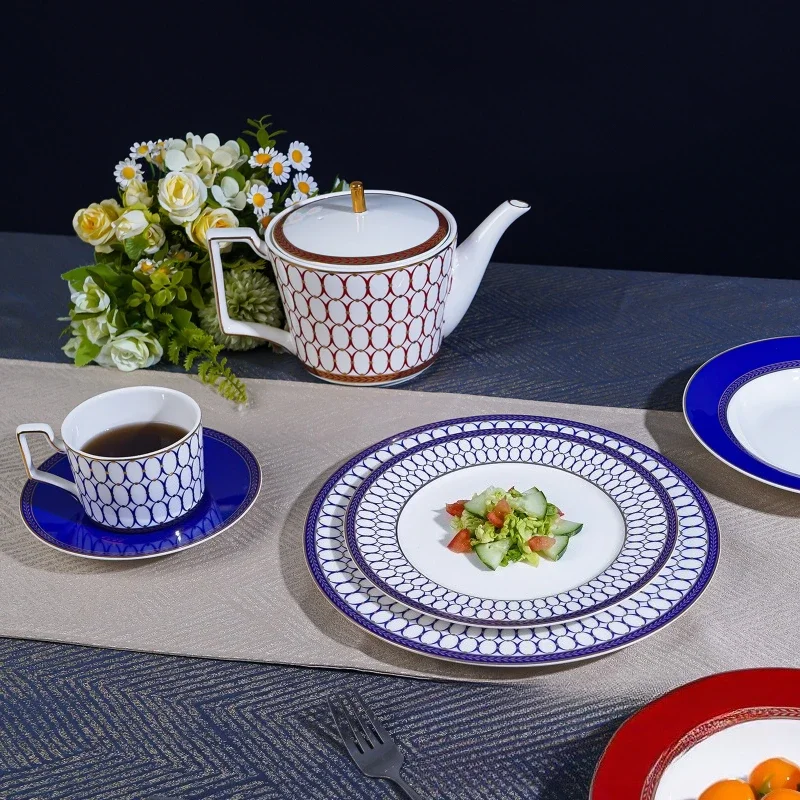 High Bone China Western European-Style Steak Plates Light Luxury Chinese-Style Afternoon Tea Ceramic Western Plates