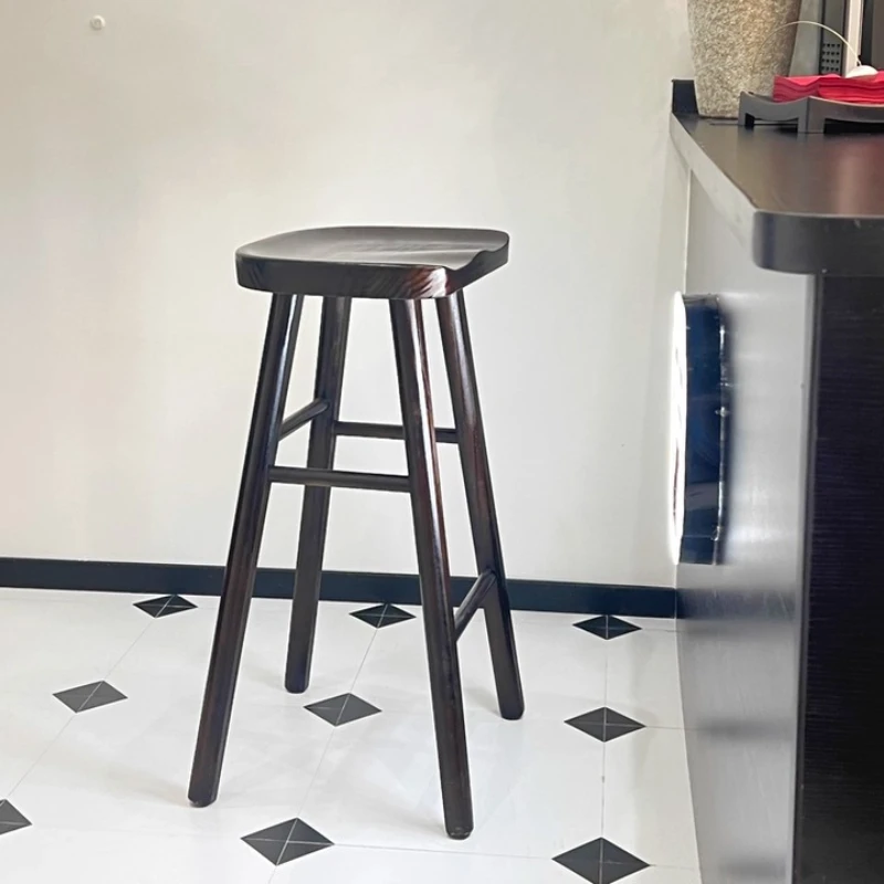 

Scandinavian Solid Wood Bar Stools,Ergonomic Cafe Counter Height Chairs,Adjustable Barstools with Backrest，Multi-Scene Cashier