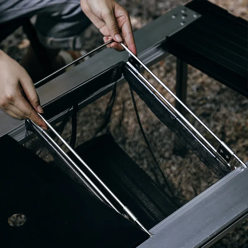 

Camping table, outdoor equipment folding table mobile kitchen drain basket