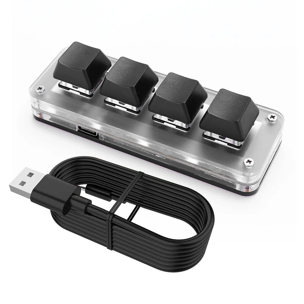 3 teclas + 1 botão / 4 teclas RGB Macro teclado personalizado teclado mecânico programável para teclado mecânico de escritório