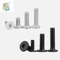 5~50pcs/lot M2 M2.5 M3 M4 M5 M6 M8 Black Galvanized 304 Stainless Steel CM Hex Hexagon Socket Ultra Thin Flat Wafer Head Screw
