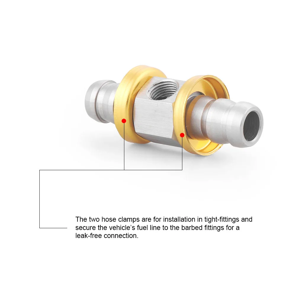 Adattatore per raccordo a T per pressione linea carburante da 1/2 "3/8" in acciaio inossidabile per adattatore di bloccaggio a spinta spinato con sensore manometro carburante