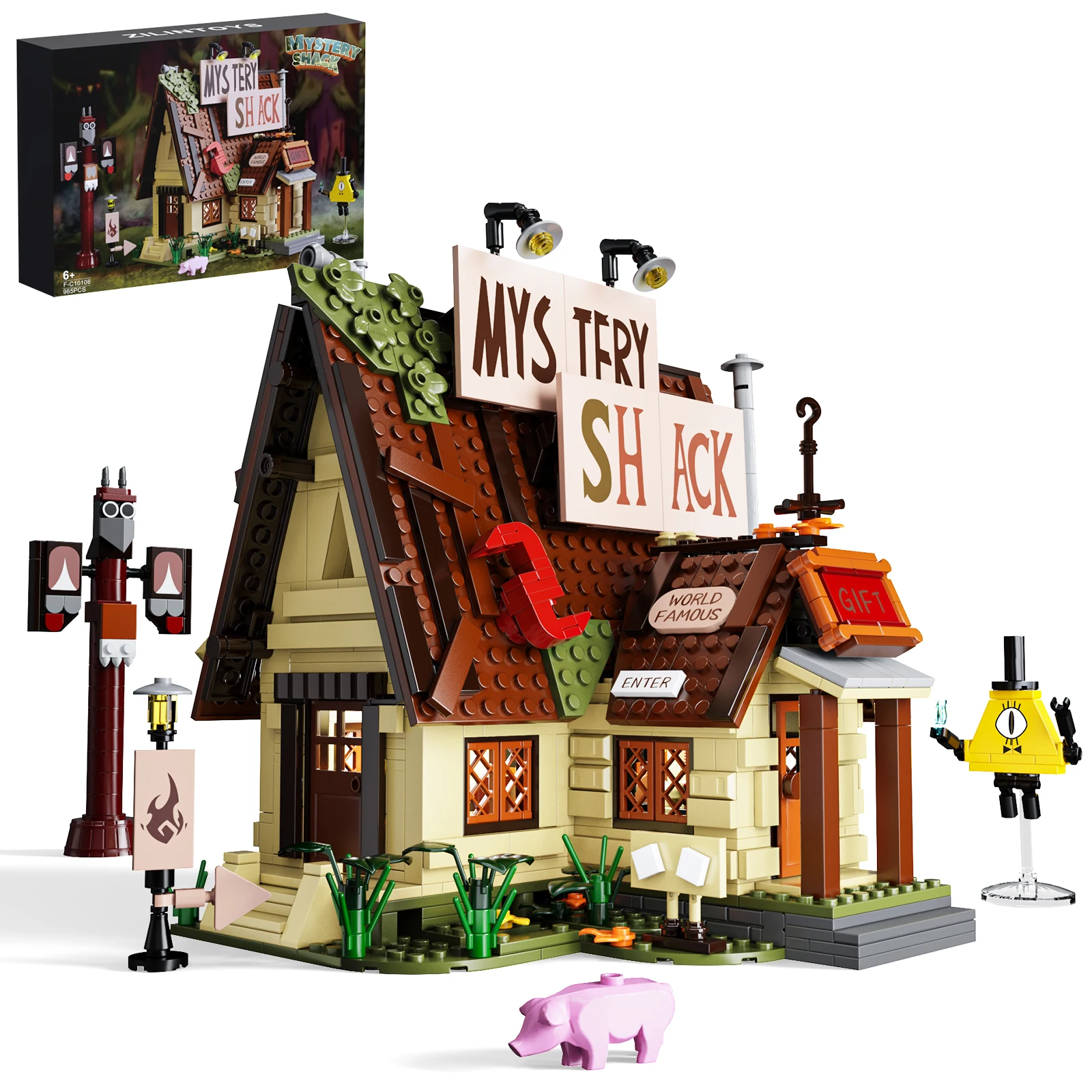 BuildMoc casa de otoño gravedad juego de bloques de construcción Ideas cabina de granja bosque cabaña modelo juguetes niños regalos de navidad (965 piezas)