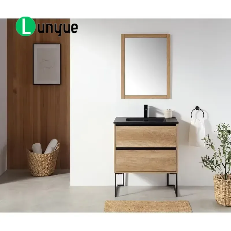 Modern MDF Lacquered Wood Bathroom Vanity Cabinet with Soft Close Drawer Combo for Home Washroom Storage Furniture