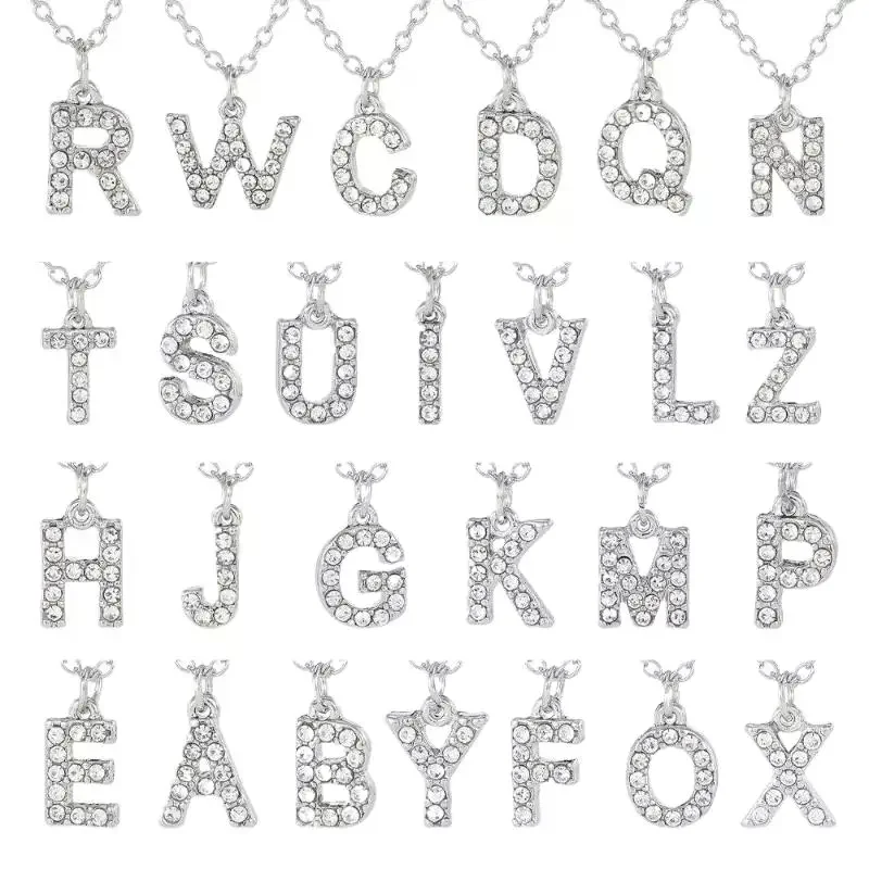 Fashion Shining A-Z Letter Pendant Charm Necklace 26 Initial Alphabet Name Clavicle Chain Party Jewelry Gift image 5