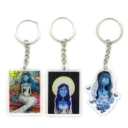 Corpse Bride Acrylic key pendant cute cartoon animal girl key chain bag decorative pendant small gift car key chain Girl