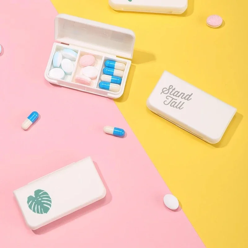 3 Grids Pill Box Mini Organizer Case Tablet Flamingo Cactus Leaf Pill Case Dispenser Medicine Boxes Dispensing Medical Kit