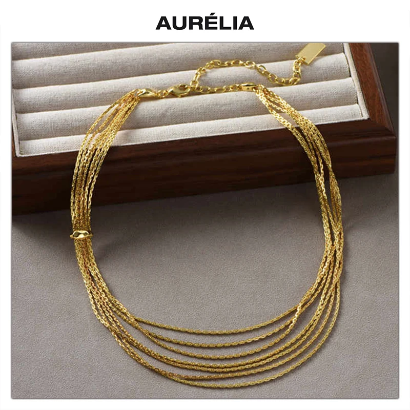 

Europe American Fashion Gold Silver Multi Layered Necklace Women Modern Designed Jewelry Trend