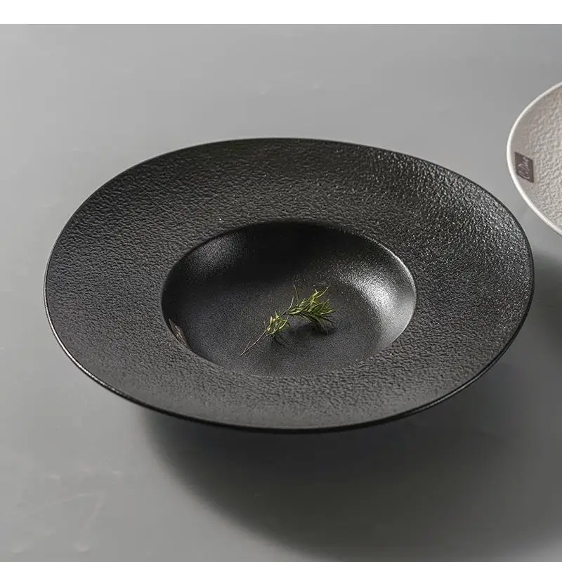 Ceramic Sushi Plate Solid Color Tableware Cooking Dish Straw Hat Soup Basin Home Restaurant Dessert Pastry Tray Pasta