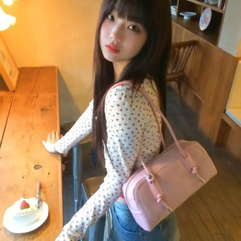 

Korean Trendy Large Capacity Shoulder Bags Fashion PU Leather Handbags Woman's Boston Bags Summer Underarm Bags For Commuter
