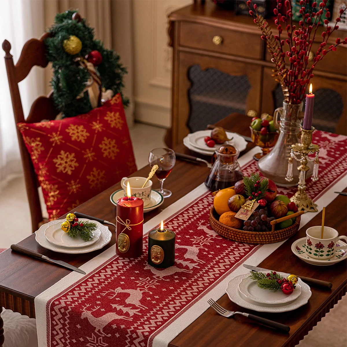 Christmas Fall Table Runner Soft Cotton Table Runner With Tassels Woven Macrame Home Living Room Table Decoration