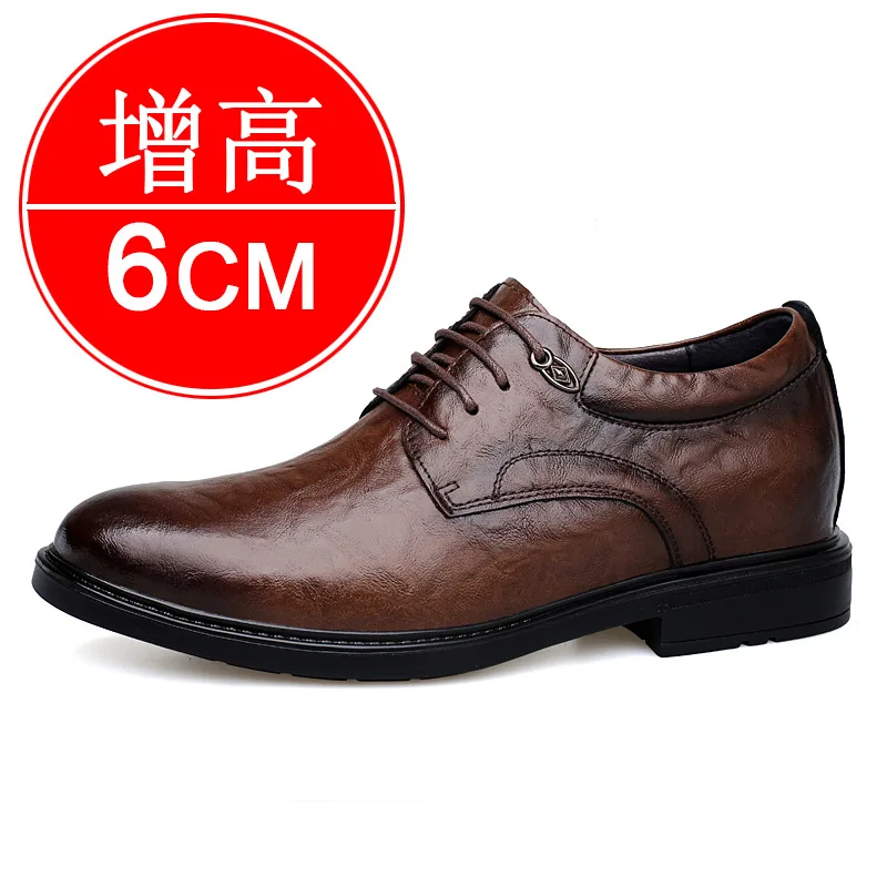 CColinican Men's Leather Elevator Shoes 10cm Black 5