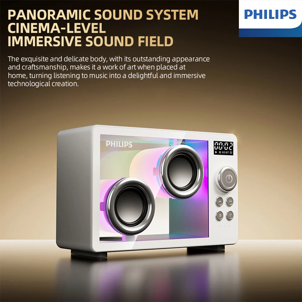 Philips TAS2600 Altoparlante trasparente Bluetooth senza fili Home Desktop Sveglia Smart Bedhead 1800mAh con luce colorata dell'atmosfera