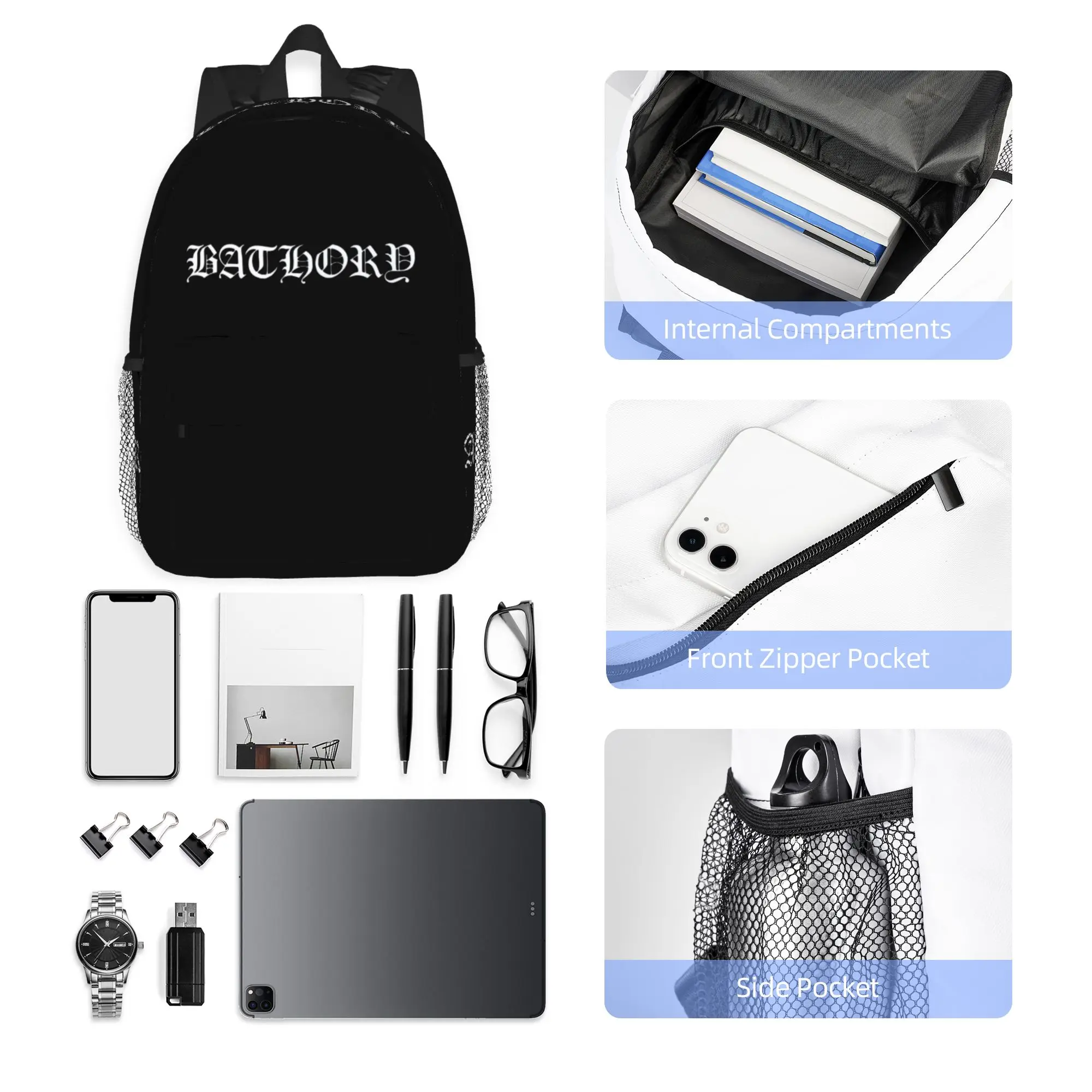 Bathory Logo Backpack Hot Sale Daypack Large Capacity Boys Girls BookBag Shoulder Bags for Men Women School Bag
