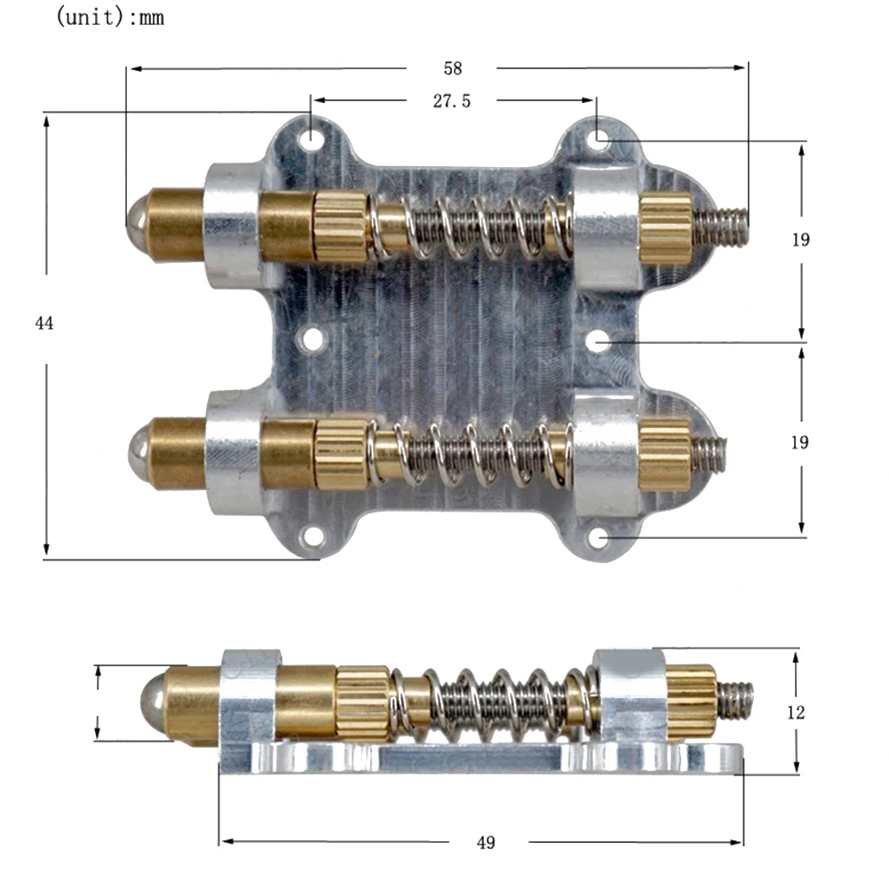 Brass Double Tremolo for bridge Assembly for Electric Guitar with For Stabilizer Stopper Function and Arming Adjustment