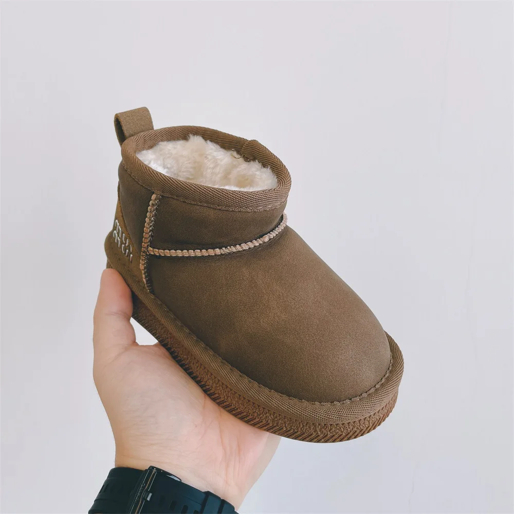 Botas de algodão de pelúcia infantil, sapatos de bebê, mais veludo, grosso, quente, antiderrapante, meninos e meninas, crianças, inverno, novo estilo