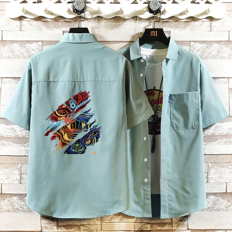 

American Sle Men's Summer irt Thin f Sve New Model Versatile Large Size Loose Fit Breathable ort Sve irt