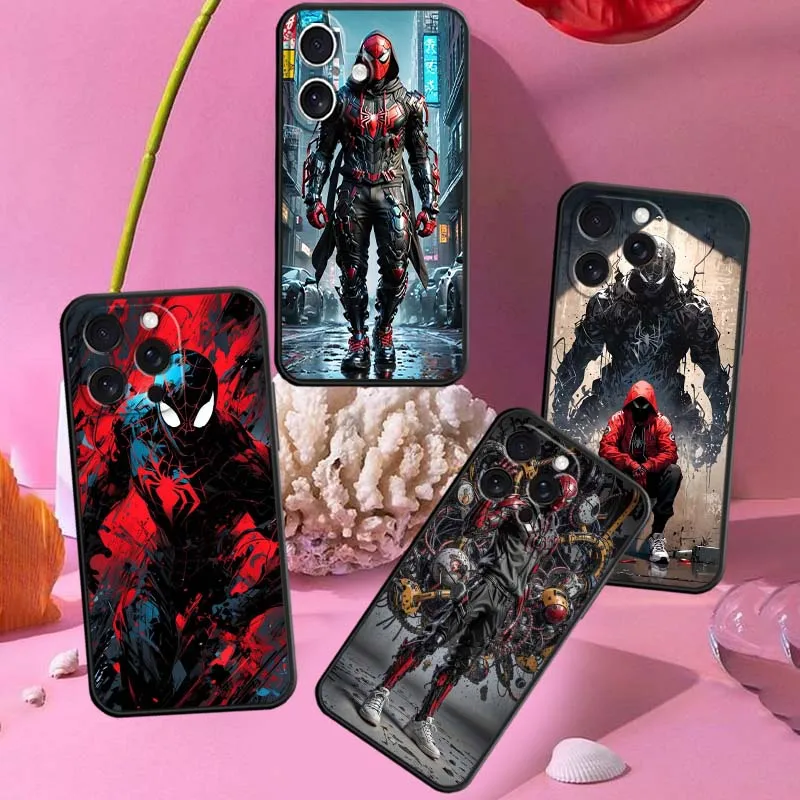 

Spider Man Marvel Comics For Apple iPhone 16 16E 15 14 13 12 11 XS X Pro Max Plus Black Soft Silicone Cover