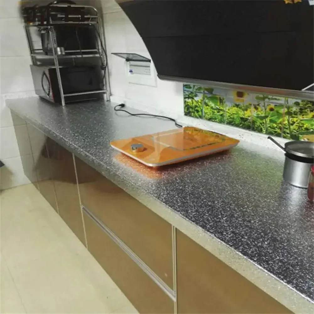 1M/Roll Kitchen Backsplash Wallpaper Stickers Self Adhesive Aluminum Foil Stickers Oil Proof Waterproof Kitchen Stove Sticker