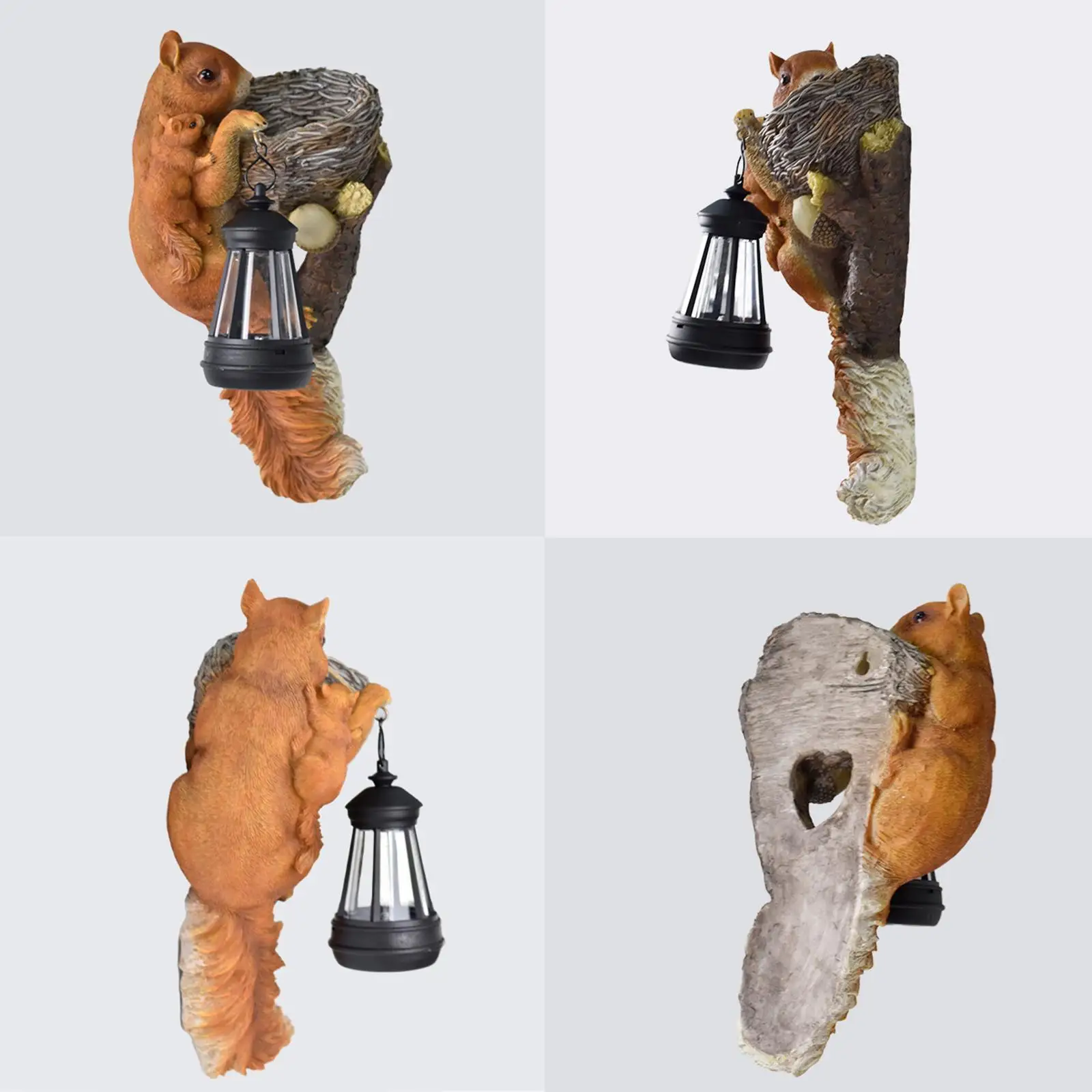 

Солнечная скульптура белки: уличная статуэтка белки с солнечным фонарем, декоративное изделие из смолы, настенный светильник-корзина на солнечной энергии для патио и двора