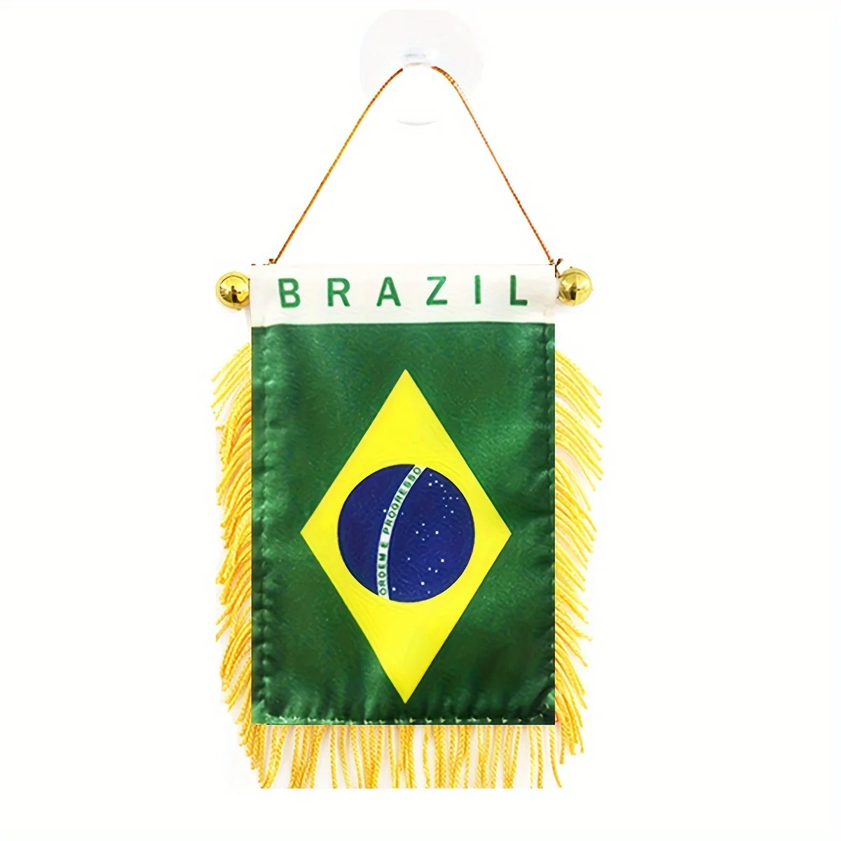 

1pc/2pcs Brazilian Flag Window Hanging Banners -8x12cm Flag with Suction Cups - Ideal for Car Rearview Mirror & Home Decor