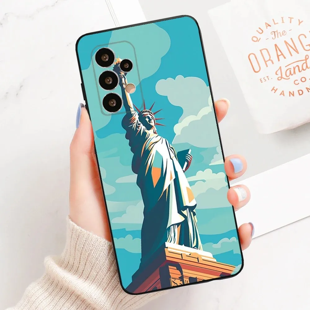 Statue of Liberty Phone Case For Samsung Galaxy A13,A21s,A22,A31,A32,A52,A53,A71,A80,A91 Soft Black Cover