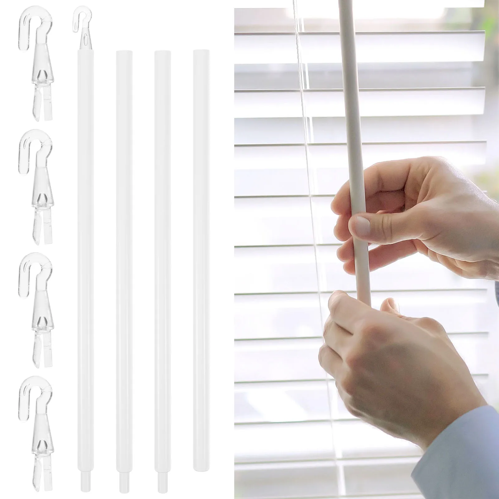

1Set Plastic Window Blind Replacement Tilt Rod Curtain Pull Wand Hooks Curtain Opener Stick Accessory Blind Stick