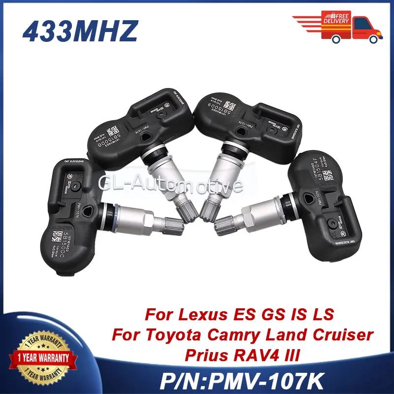 

4PCS 42607-50010 TPMS 42607-50011 TPMS Tire Pressure Sensor for Lexus ES GS IS LS Toyota Land Cruiser RAV4 PMV-107K